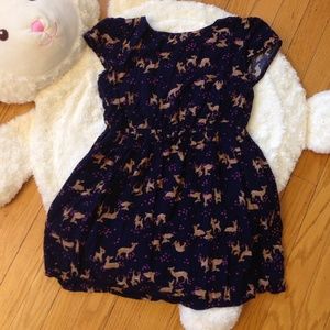Girl's Cherokee Navy Dress with Deer Print